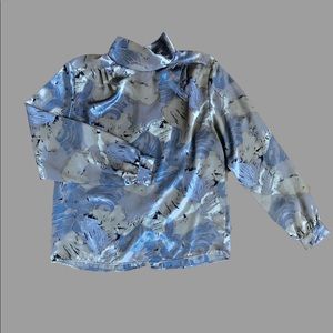 Vintage mock neck button back silk blouse